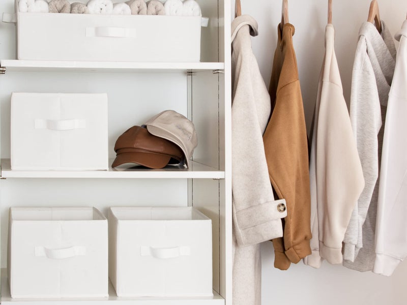 StorageWorks Storage Bins for Organizing, Decorative Storage Baskets for Shelves, Fabric Closet Bins with Handles, White, 3-Pack - Image 3